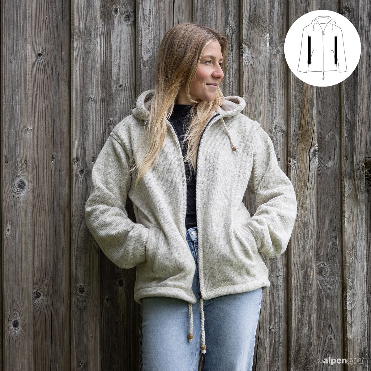 Wolljacke Modell Jomax Naturhellgrau